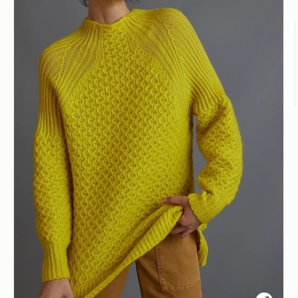 ANTHROPOLOGIE Bia Chunky Mock Neck Knit Sweater Olive Green, Size Medium - Picture 6 of 16